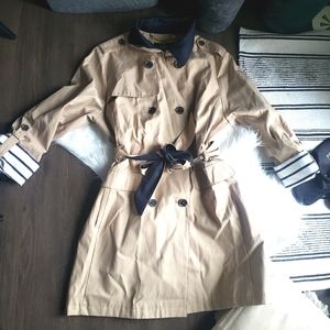 💖💖 NWOT Vince Camuto Classic Trench Coat with Stripe Cuffs Size XL